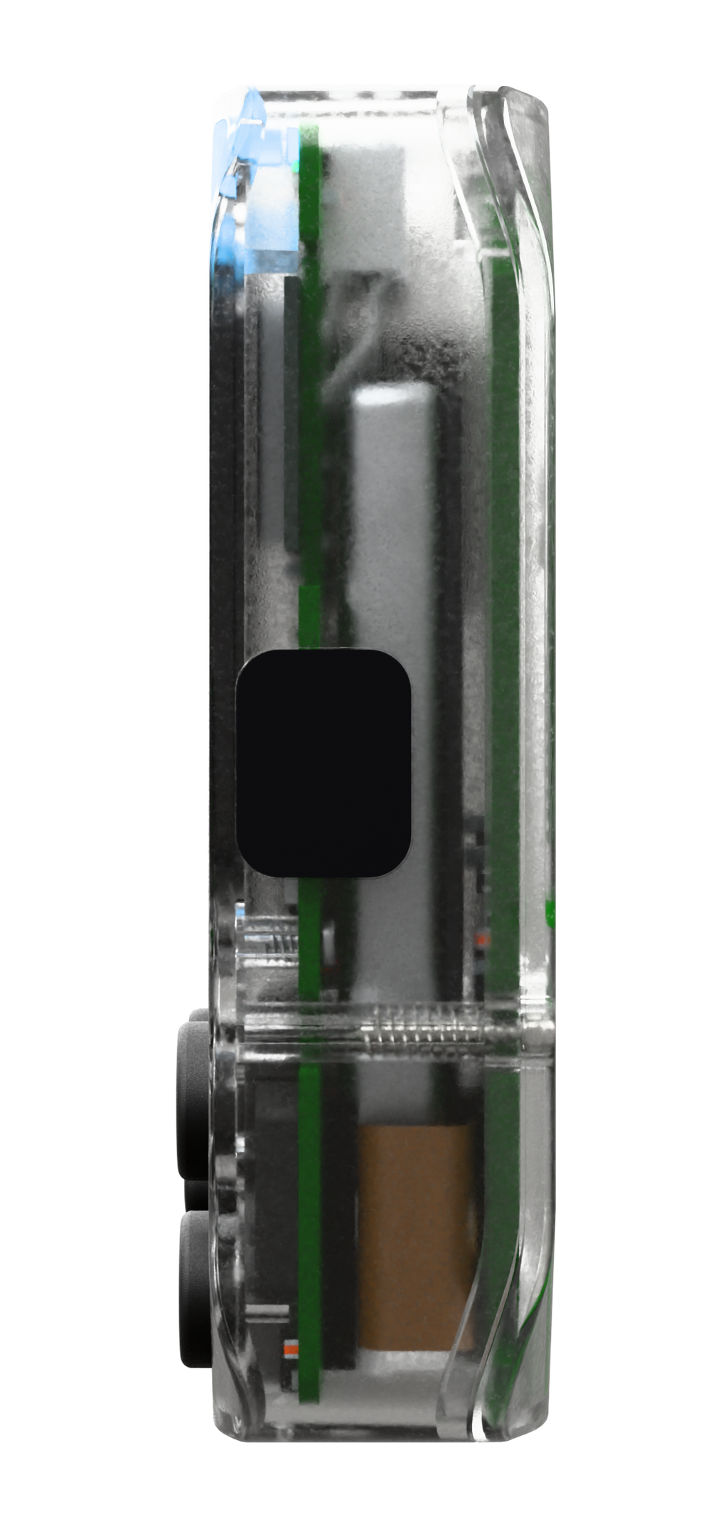 Kode Dot Transparent edition, side view with the buttons