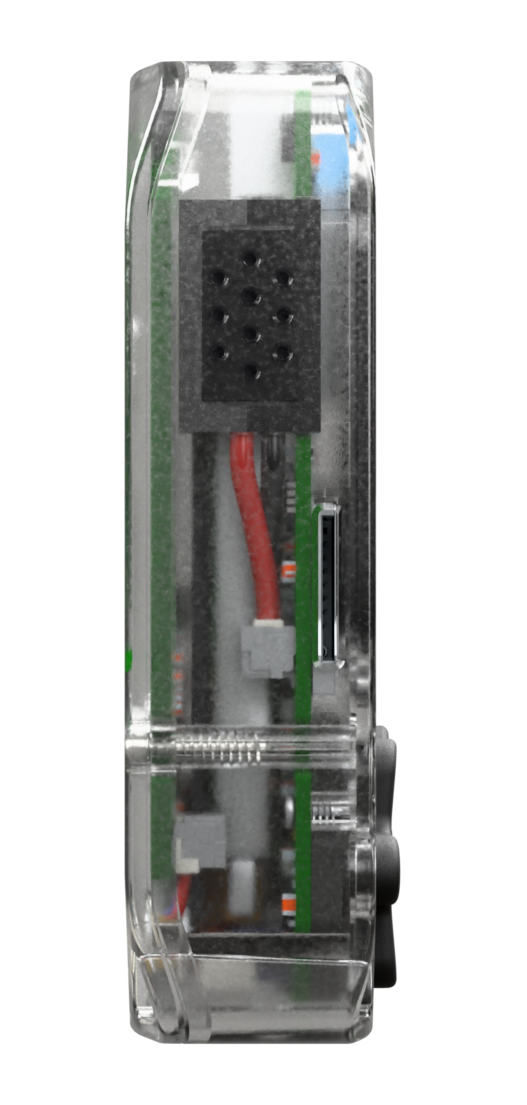 Kode Dot Transparent edition, side view with the speaker grille